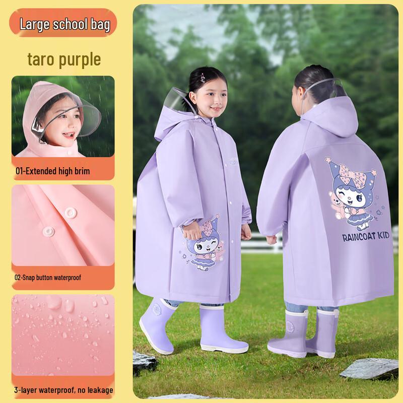 Children s Hooded Raincoat with Backpack Space