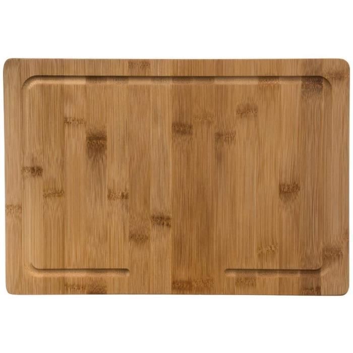 Planche à découper - Secret de Gourmet - Bambou - 35 x 24 cm - Rebord anti-débordement