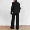 Women's Casual Solid Color High Neck Long Sleeve Set Loose Pants Two Piece Set