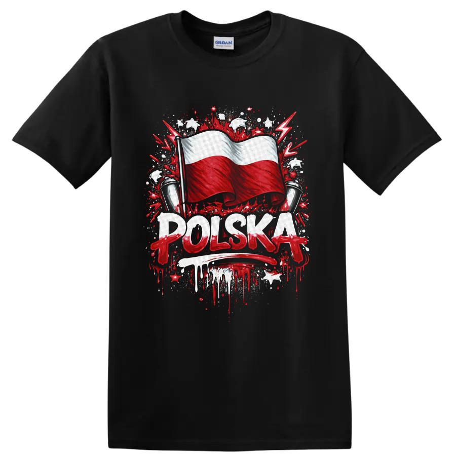 Poland Flag T Shirt Red White Paint Splash Patriotic Graphic Tee Heritage Gift