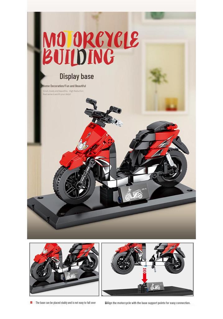 Senbao Motorcycle Building Blocks Assembly Model Toy with Display Base - Perfect Gift for Boys