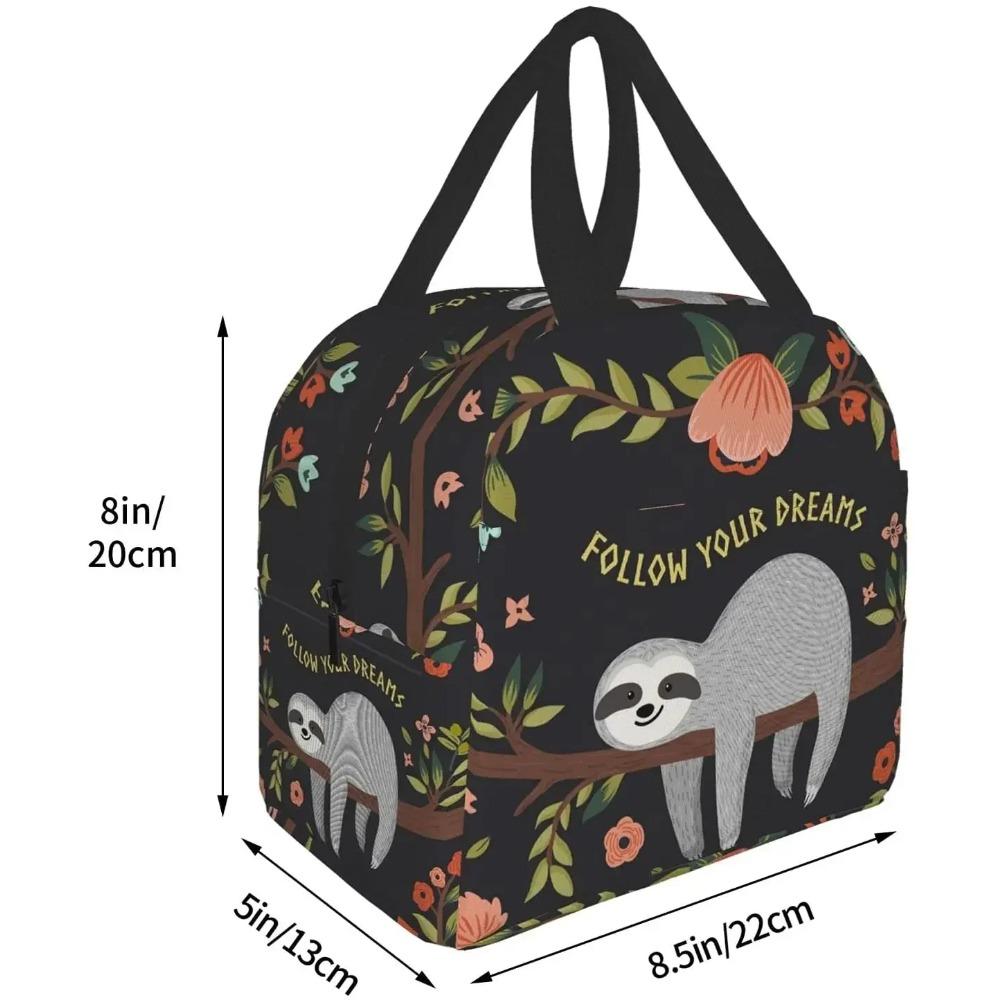 Follow Your Dream Lunch Bag Compact Bento Tote Bag Cute Sloth Reusable Lunch Box Container for Women Men School Office Work
