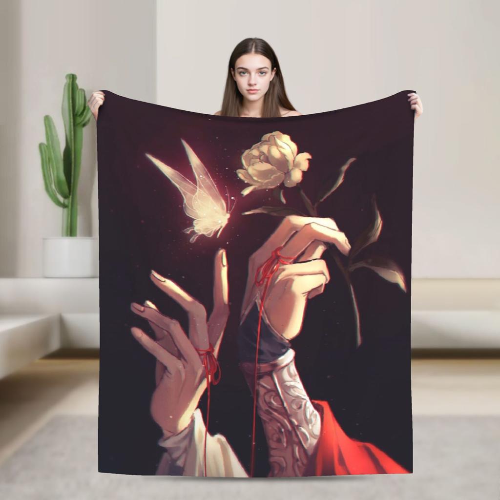 Tian Guan Ci Fu Blankets Anime Yaoi Lgbt Boy Love Plush Vintage Warm Throw Blanket for Bedding Lounge Autumn/Winter