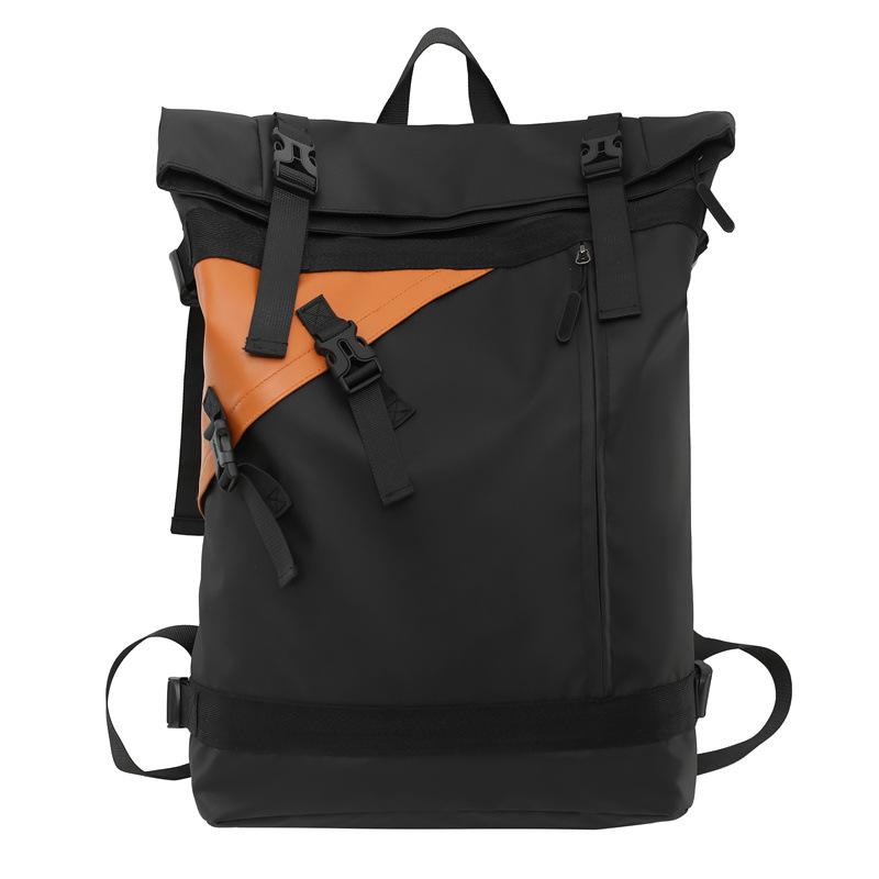 Splicing Waterproof Roll-Up Backpack Men Large Capacity Travel Bag Lightweight Sports Fitness Bag