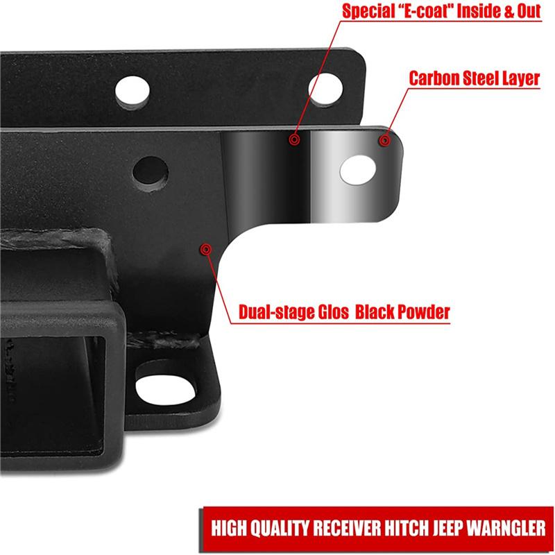 2 INCH Rear Bumper Towing Trailer Tow Hitch Receiver Metal Kit for Jeep Wrangler JK JL 2007-2023 2Door 4Door