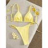 Sexy Yellow Micro Bikini Set 2026 Women Pearls Strap Push Up Bra Triangle Swimsuit Summer Bathing Suit Holiday Swimwear Biquini