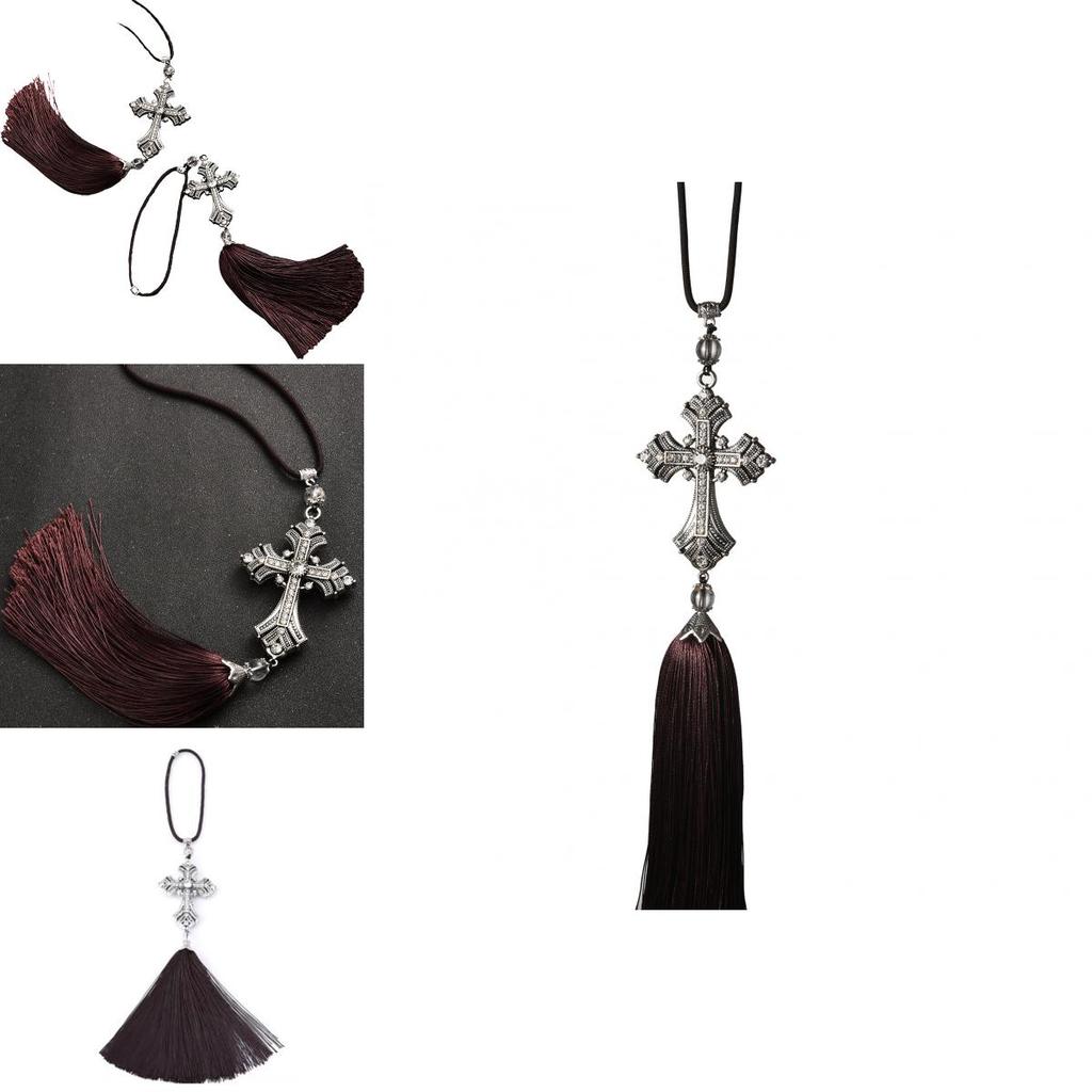 Car Pendant Cross Decoration Stylish Alloy Crystal Diamond Hanging Ornament