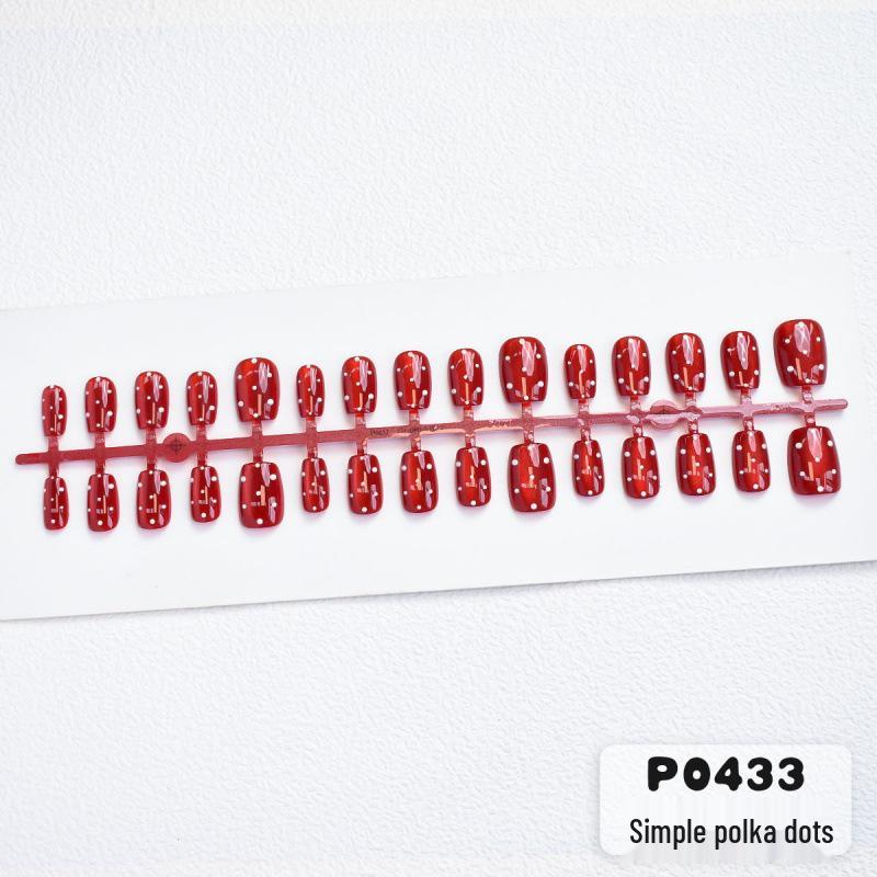 

Merade Retro Dark Red Polka Dot Cat Eye Nail Stickers, 30-Piece Set - Autumn/Winter Collection