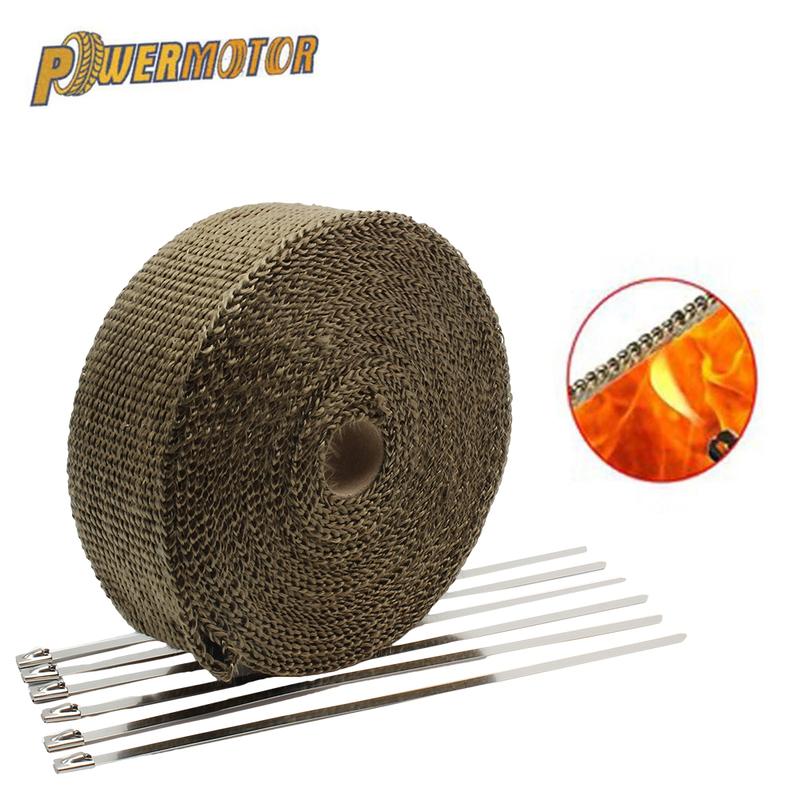 50mm*10m Motorcycle Heat Exhaust Pipe Heat Shield Thermal Tape Wrap Insulation Kit Fiberglass Exhaust Tape With Stainless Ties