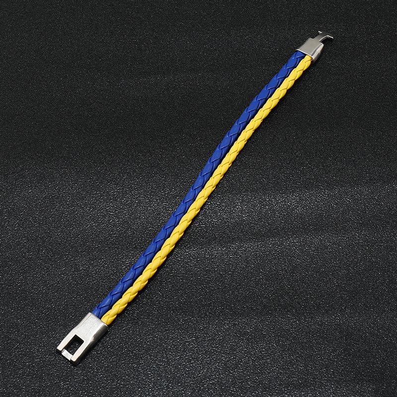 Šperky Creative Blue Yellow Colorblock Náramek Náramek s ukrajinskou vlajkou Jednoduchý tkaný kožený náramek