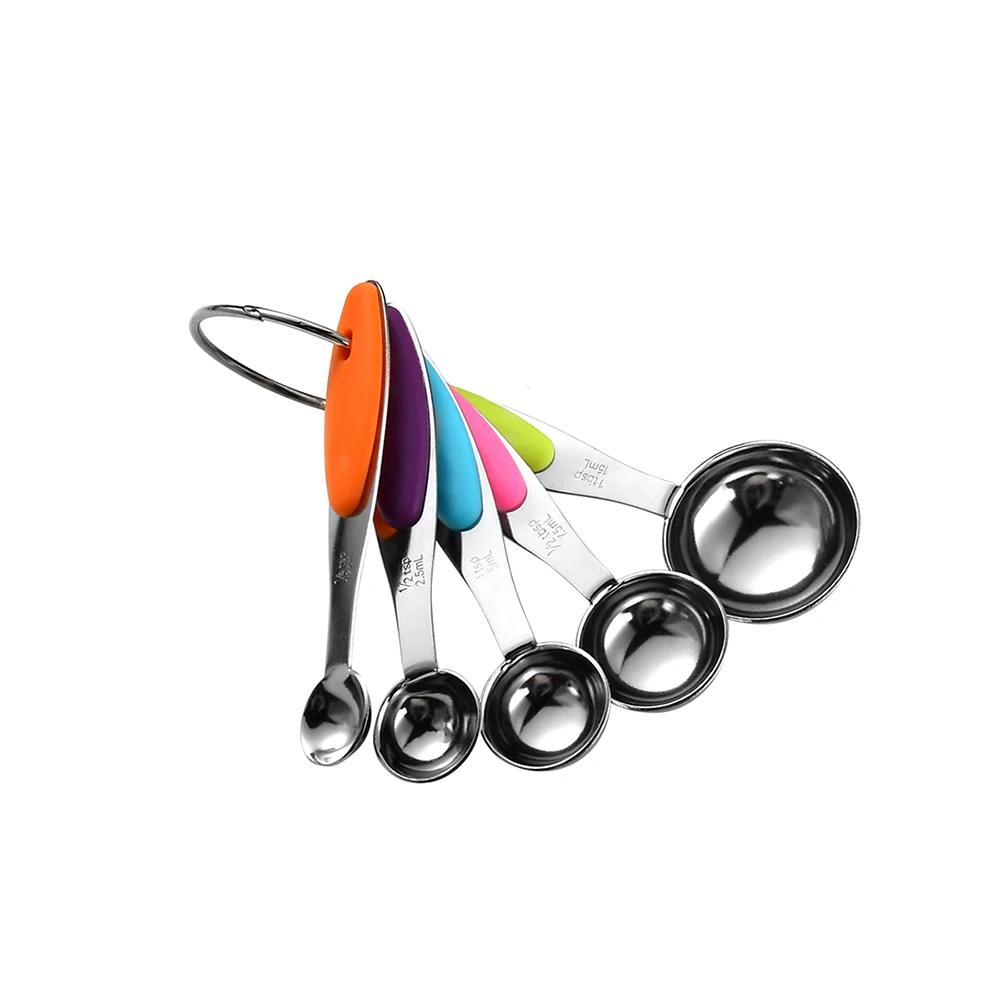 5/10Piece Silver Measuring Cups and Spoons Set Stainless Steel Measuring Cup Kitchen Measuring Spoon Scoop For Baking