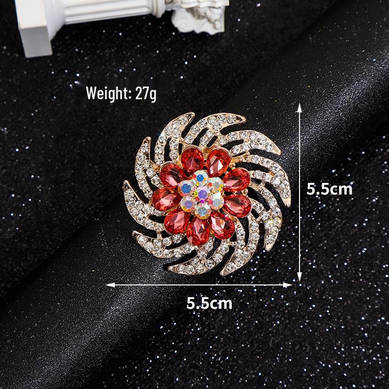 High-End Rose Red Chinese Flower Brooch: Classical Pin for Women's Qipao & Coat Accessories