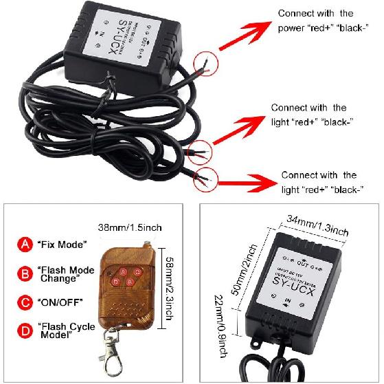 

Aramox 16-Mode Strobe Controller Module, 12V-24V Universal LED Flasher for Brake Light, Motorcycle, Car, Truck, GS-100C Compatible Strobe Control Box