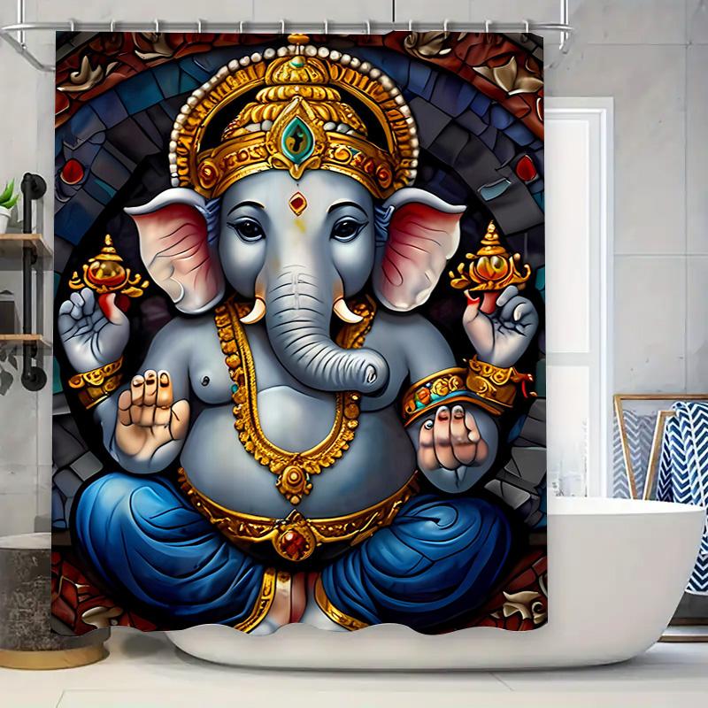 

Blue Gold Luxury Shower Curtain: Waterproof Printed Bathtub Decor For Bathroom Modern Abstract Art Design, Made In China (Intern 90x180cm