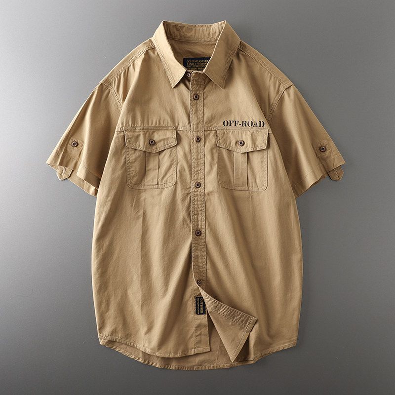 Export Export Tail Order Retro Short Sleeve plus Size Workwear Khaki 6XL