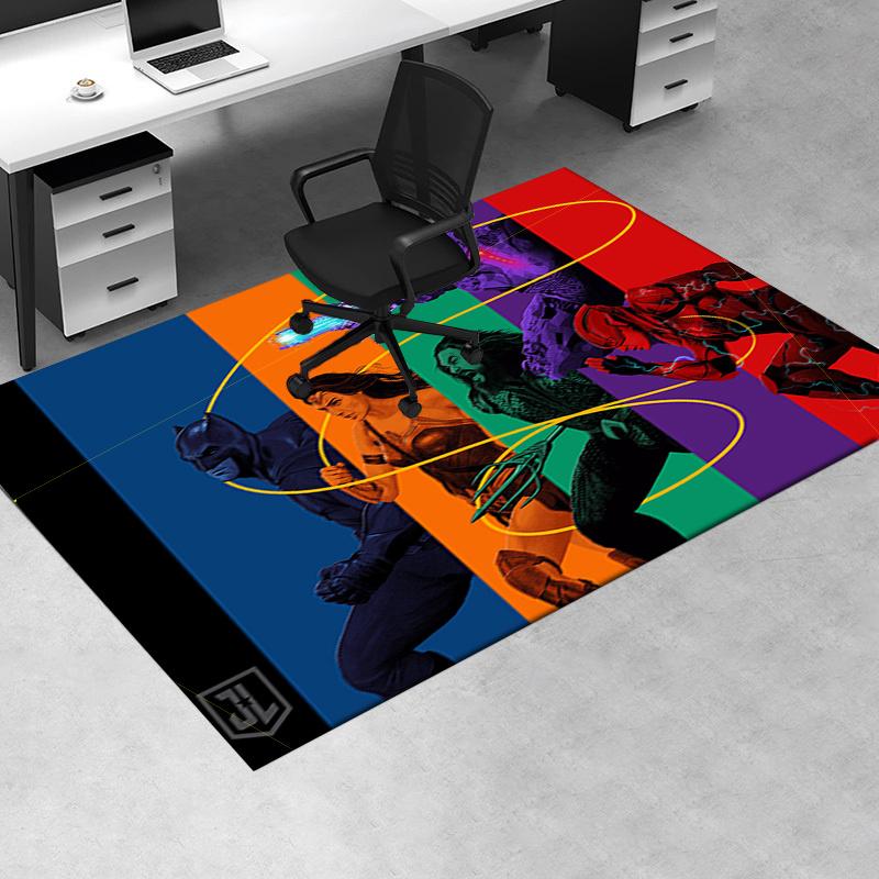 

Justice League Superhero Poster Art Print Office Mat Home Decor Office Desk Chair Rugs Chair Carpet for office Chair Mat Gift For Halloween 60cm by 90cm