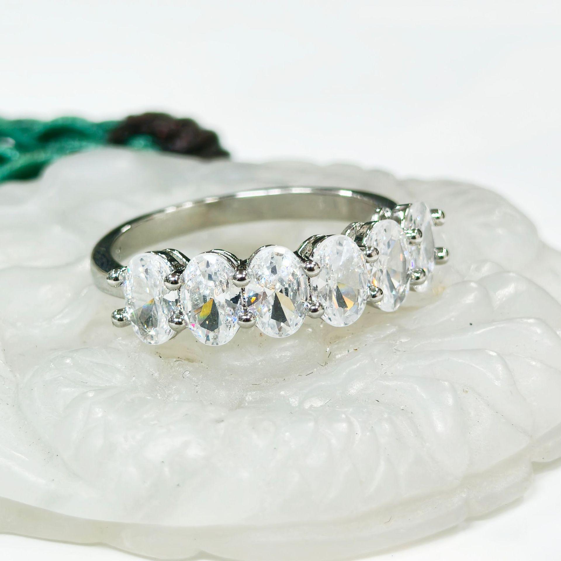 Gesen Jewelry Elegant Multi-Zirconia Personalized Stacking Oval Rings Size 7