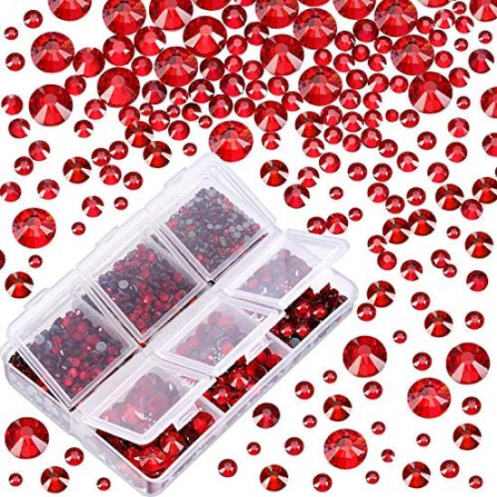 Red Rhinestone Set for Nail Decoration Large Capacity Set for 3D Nail DIY Resin Comes in a Case with and 3000-piece - Art, Nails, Decorations,