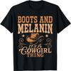 Western Country Texas Black Cowgirl Boots and Melanin T-Shirt