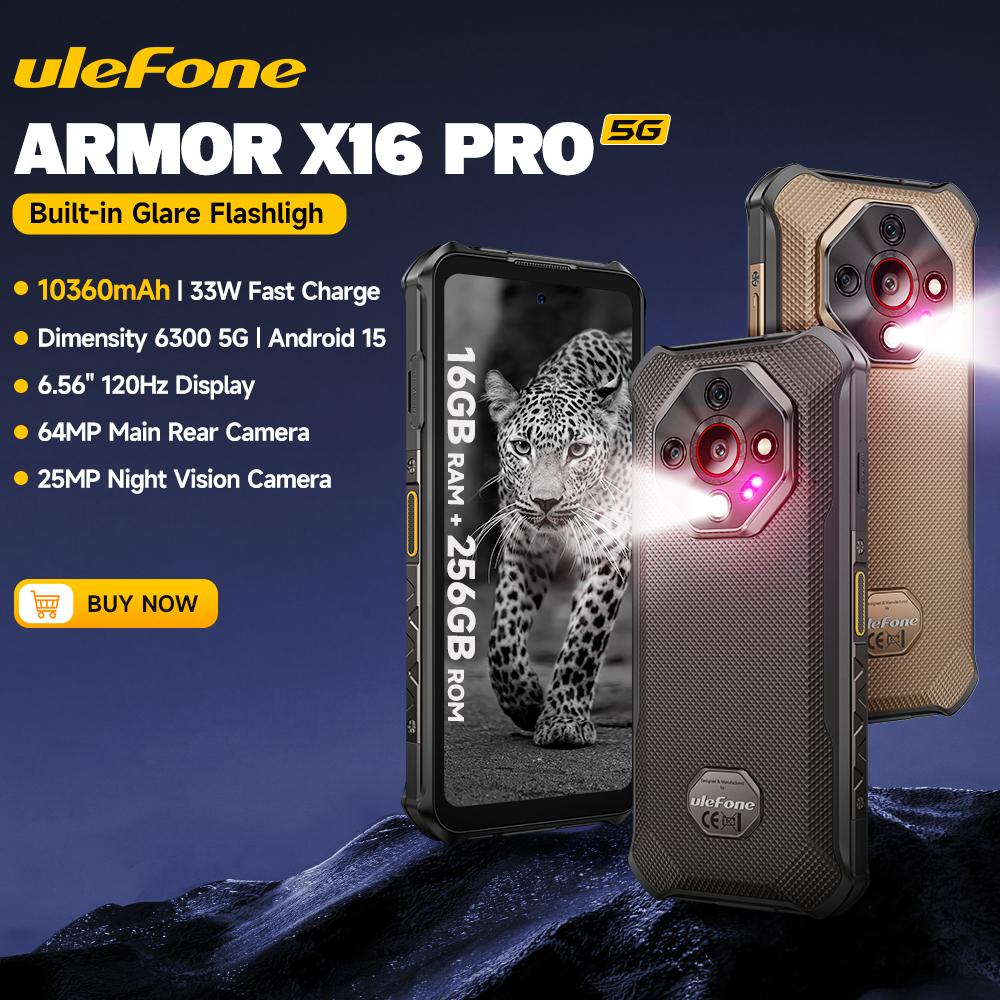 Ulefone Armor X16 Pro 5G Rugged Phone 10360mAh Up To 16GB RAM 256GB ROM 120Hz 6.56” NFC Android Smartphone Global