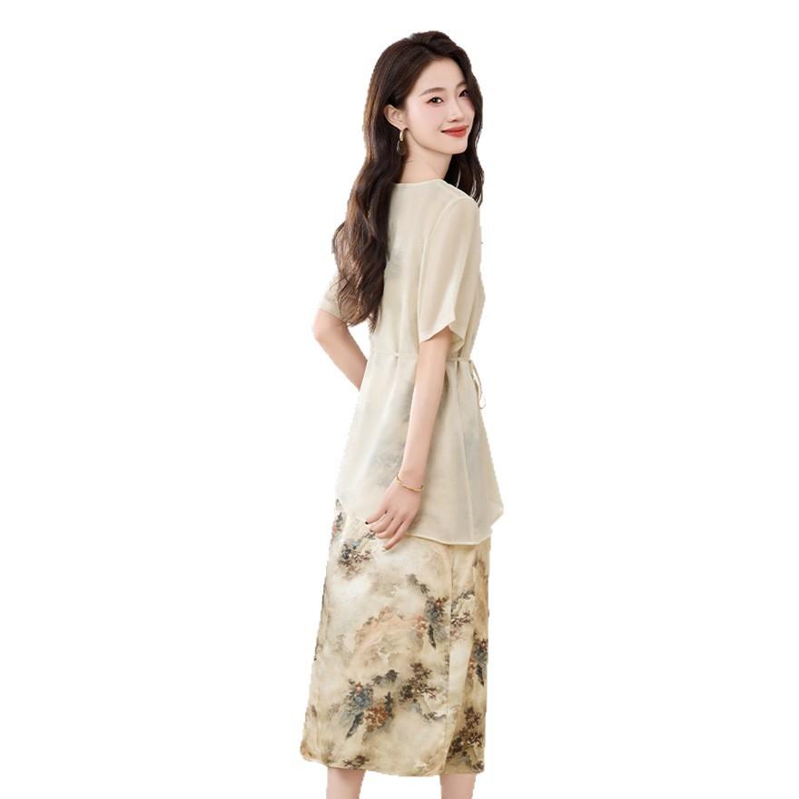 Two-piece dress women's summer new light luxury design sense fashion temperament age-reducing suit skirt