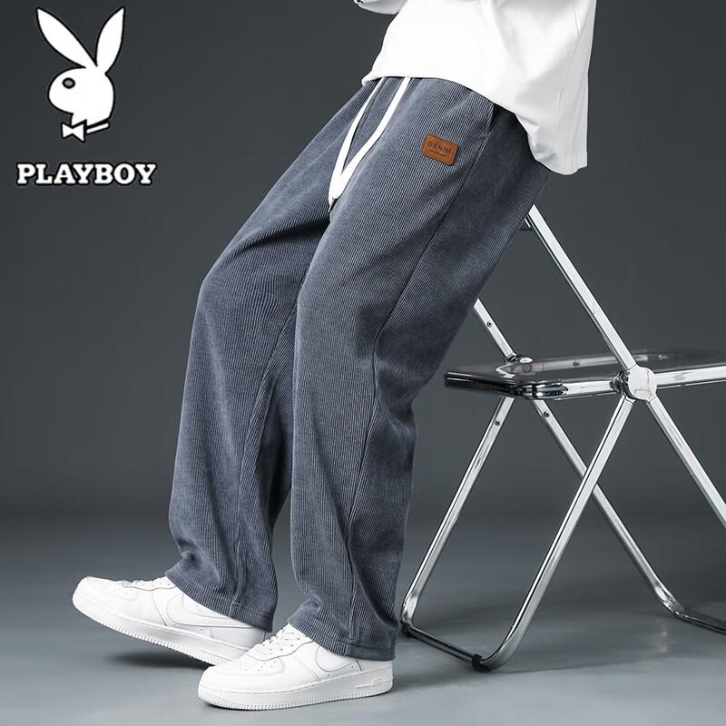 PLAYBOY Men's Corduroy Straight-Leg Casual Pants
