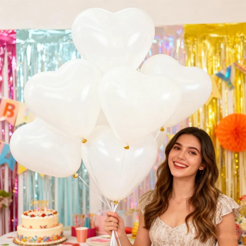 White Transparent Love Heart Balloons Valentine's Day Latex Balloon Birthday Wedding Party Anniversary Photo Prop Decor Supplies