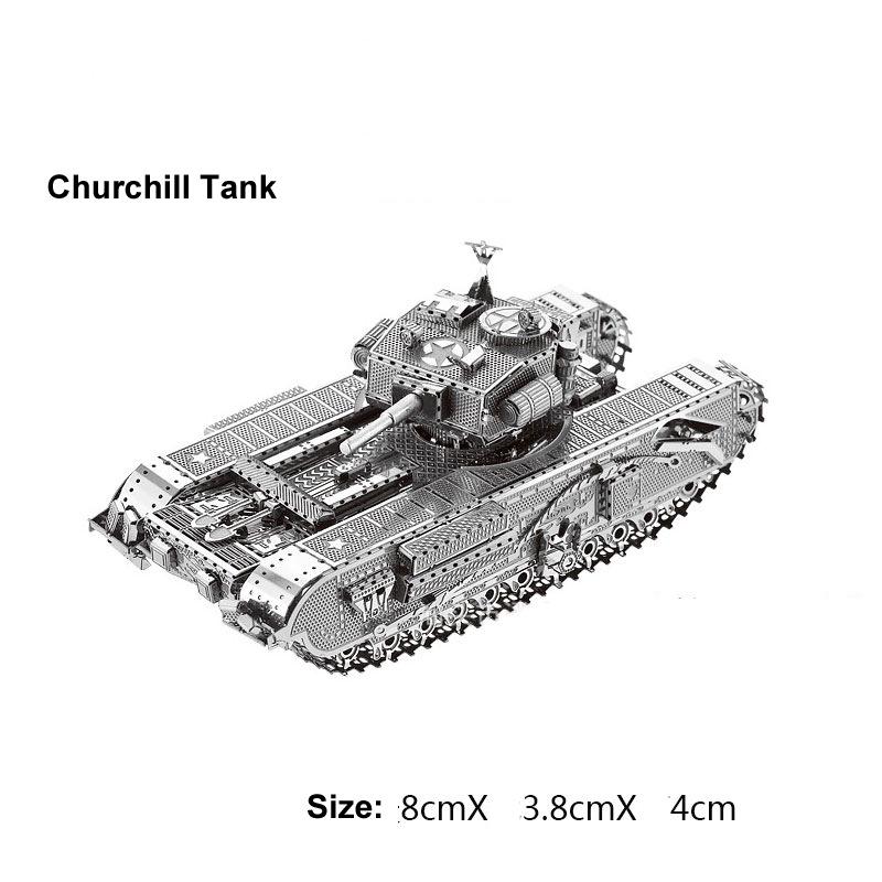 3D Metal Puzzle: Tiger, T34, and Churchill Tank Models - Perfect Birthday Gift