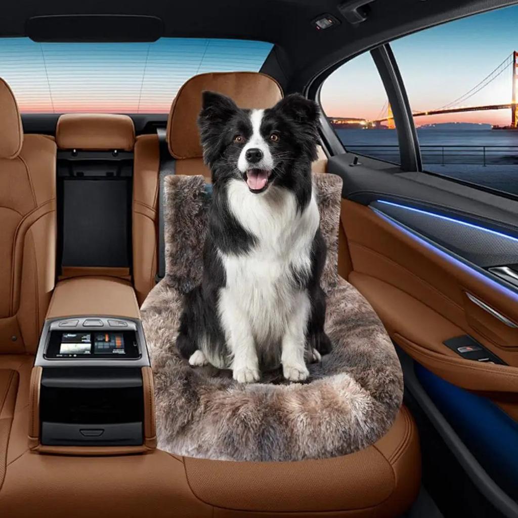 Removable Washable Cushion with Safety Straps Non-slip Dogs Travel Bed Plush Pet Car Seat for Small & Large Dogs