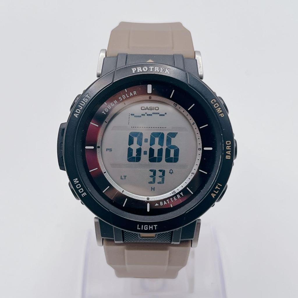 Used [Extremely Good Condition] CASIO PRO TREK PRG-30-5JF Tough Solar Triple Sensor Digital Black Men's Watch