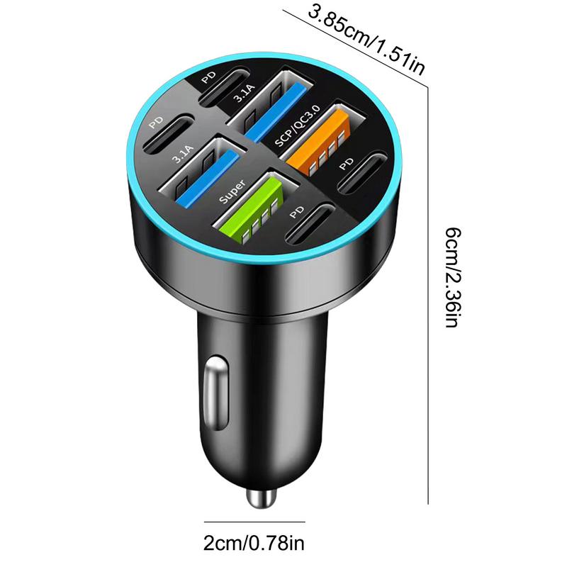 66W USB Phone Charger With Multi-Port Powerful USB Adapter High-Speed Charging Car Charger Auto Interior Replacement Parts