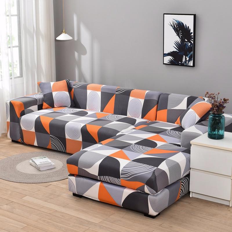 L Shaped Chaise Longue Slipcovers Chair Protector 1/2/3/4 Seat Geometric Sofa Covers for Living Room Elastic Corner Couch Cover