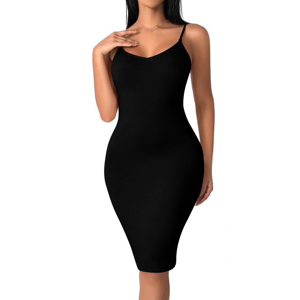 Dámské upnuté sexy jednobarevné šaty bodycon tvarující pas, zvedající boky a bříško