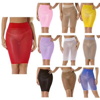 Gonna tubino aderente a vita alta patchwork in pizzo da donna Gonne semi trasparenti elastiche lucide