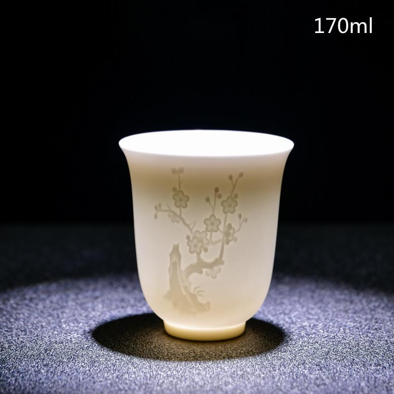 Ceai de ceai din portelan alb chinezesc de mana Bol de ceai in relief tridimensional pentru set de ceai de capacitate mare Accesorii Master Cup