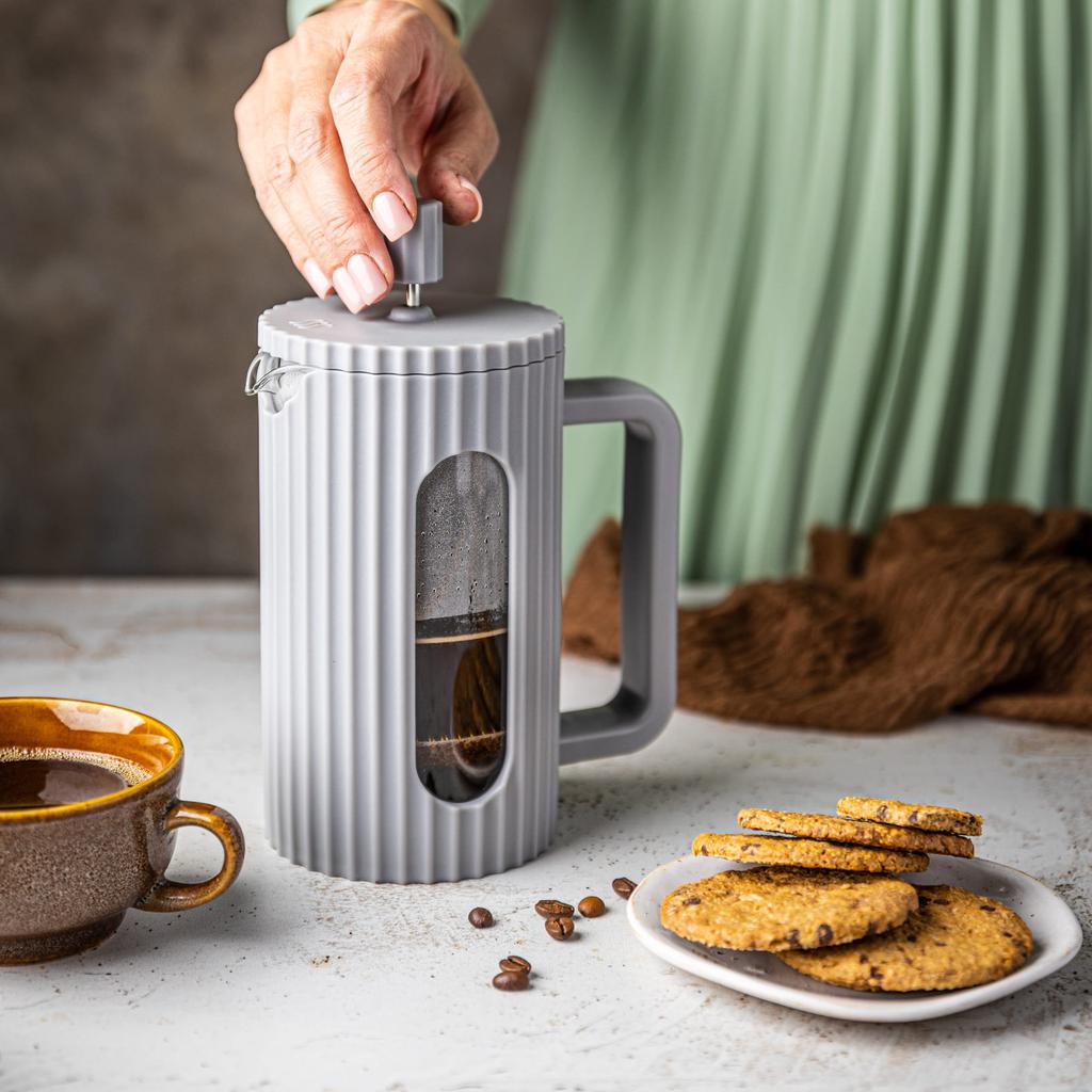 Zaparzacz do herbaty kawy szklany French Press 600 ml szary KLAUSBERG KB-7747