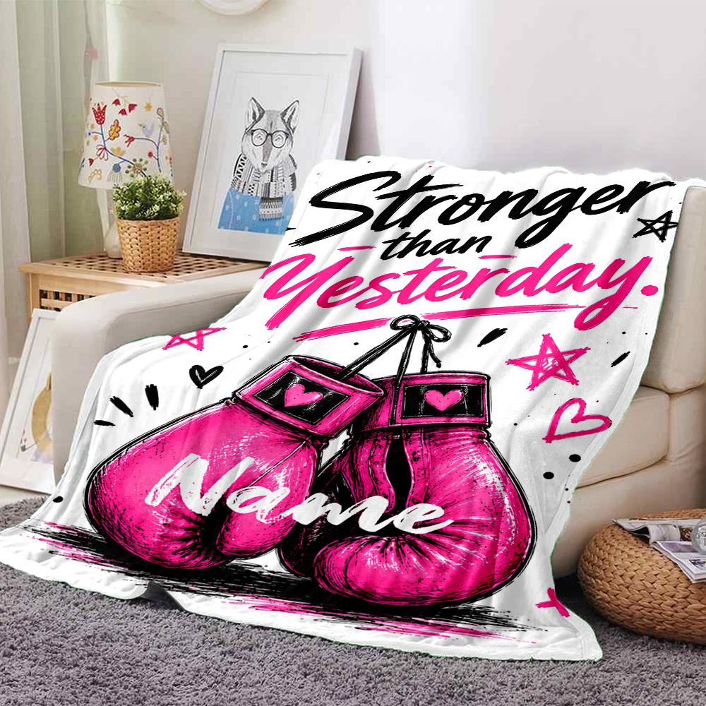 Custom Name Boxing Theme Printed Blanket - Perfect for Couch, Bed, Travel & Outdoor Use | Machine Washable, Cozy & Durable.