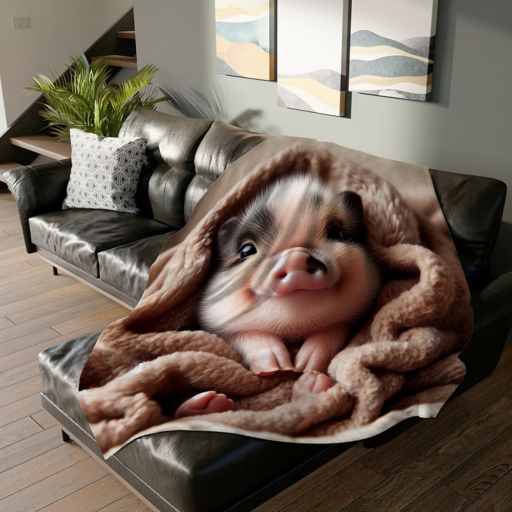 Coperta Carina Maialino per Notti Accoglienti, Coperta Plaid Calda e Confortevole per Divano Letto Divano Viaggio in Campeggio, il Miglior Regalo.