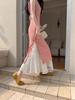 White Lace Hollow Out Cheongsam Petticoat - French Style Mid-Length Swing Skirt
