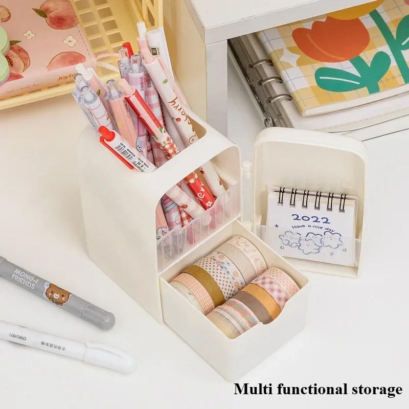 Multi Functional Cute Refrigerator Shaped Pen Holder Cartoon Creative Desktop Storage Makeup Brush Office Desktop Supplies