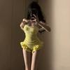 Hanins One-piece Swimsuit Female Pure Desire Sexy Conservative Belly-covering Slimming Student Small Chest Sweet High-end Feeling