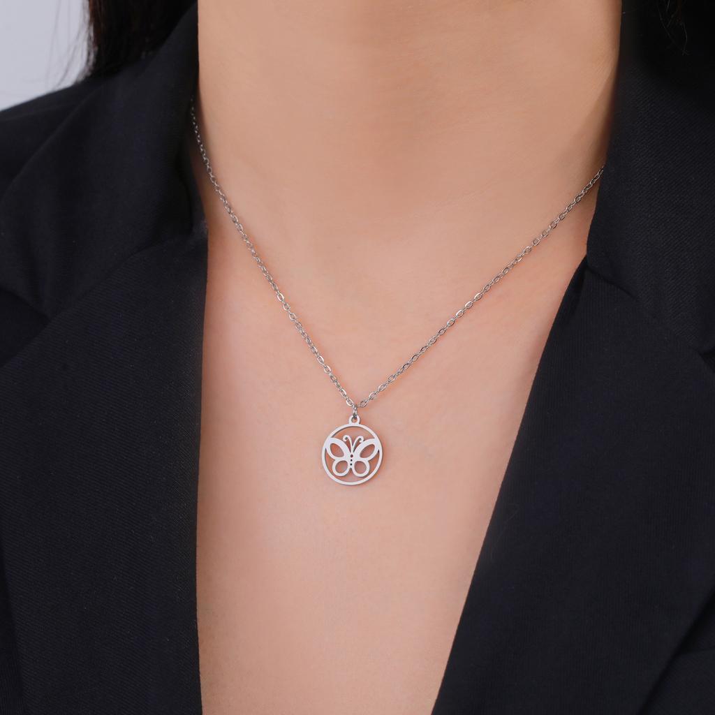 Butterfly Pendant Necklace for Women Stainless Steel Necklace Jewelry Clavicle Chain Ladies Wedding Gifts Accesorios Para Mujer