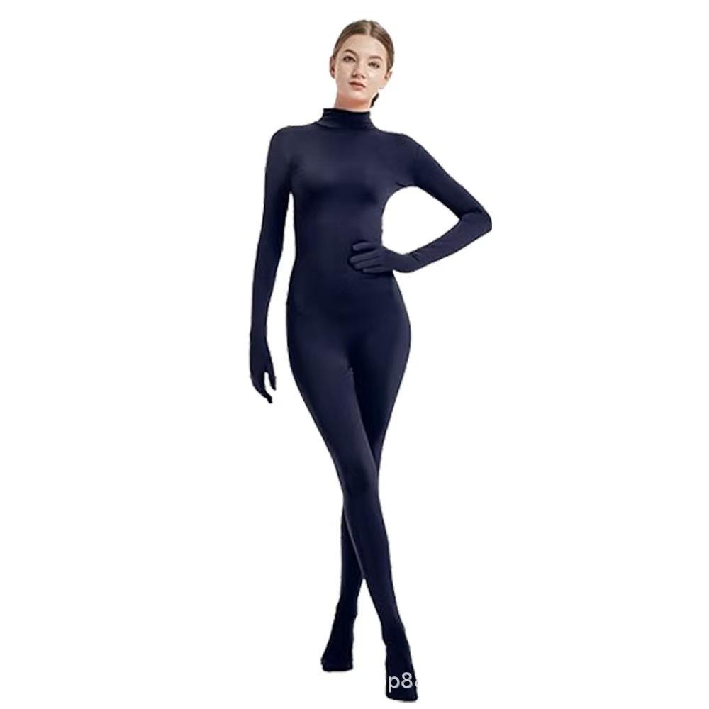 Women's Zentai Solid Color All-inclusive Face-showing Tight Onesie with Hands and Feet Stage Performance Clothes