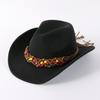 Western Cowboy Top Hat Shade Jazz Hat Men's and Women's Riding Hat Travel Party Bow Top Hat