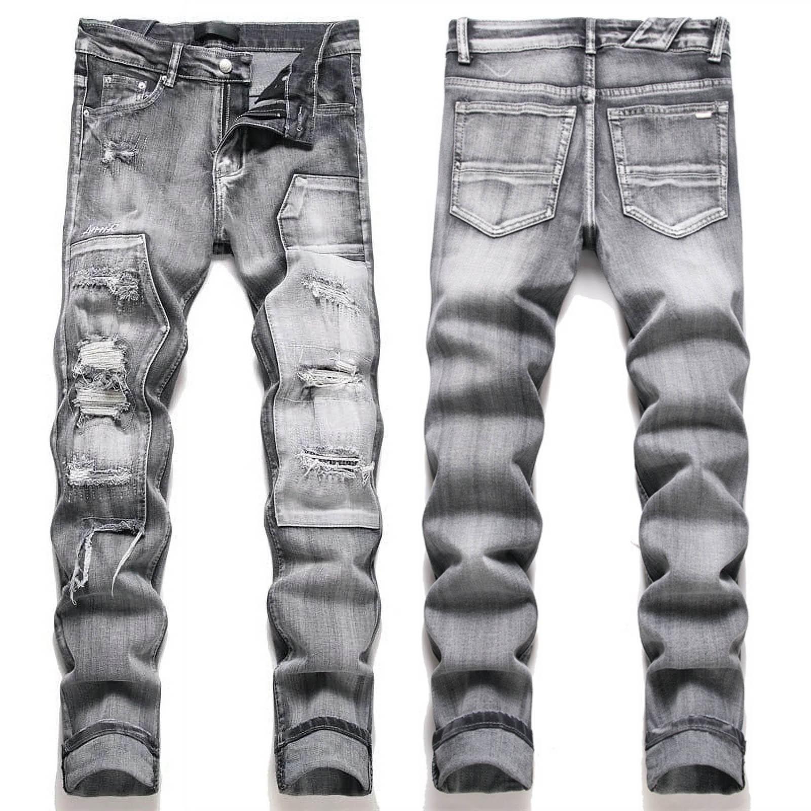 

Джинсы Denim Street Youth Trendy Jeans Stretch с вышитыми отверстиями, узкие мужские джинсы 30