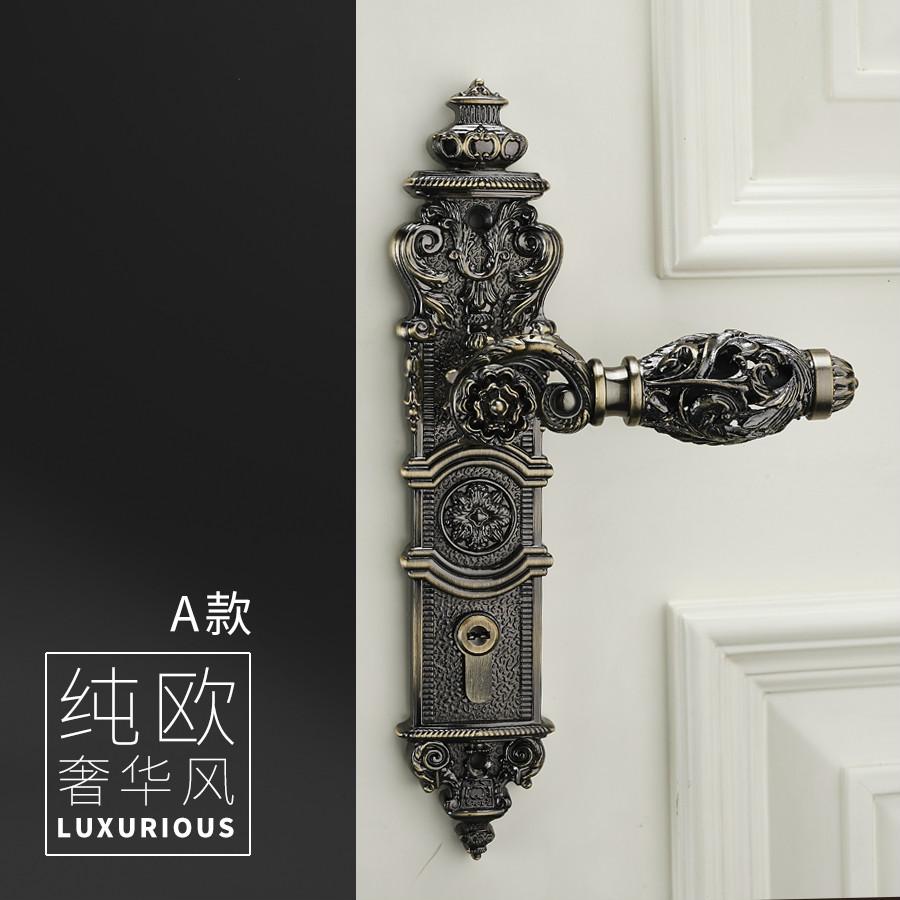 85mm All Copper Hollow Out  Mute Door Lock Indoor Wooden Door Lock Handle Lock Room Door Lock European Luxury Style Villa Lock