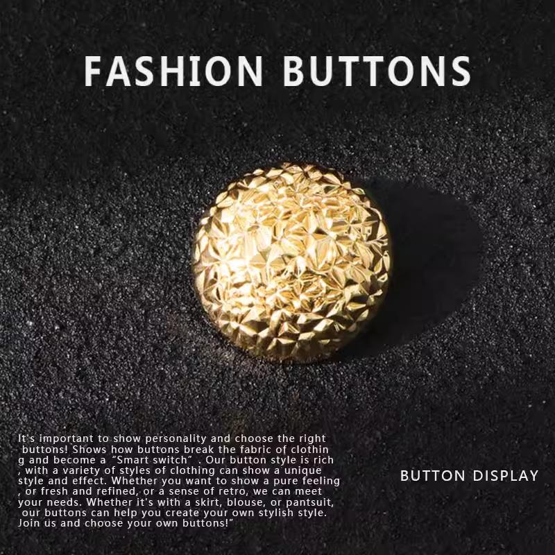 10Pcs Metal Buttons Round Gold Coat Trench Coat Wool Clothes Exquisite High-End Coat Buttons Daquan
