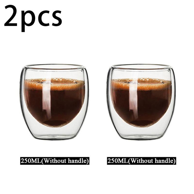 2/4pcs 250/350/450ml Heat Resistant Glass Cups Double Wall Glass Coffee Cup Breakfast Milk Water Cup Clear Juice beer Cups Sets