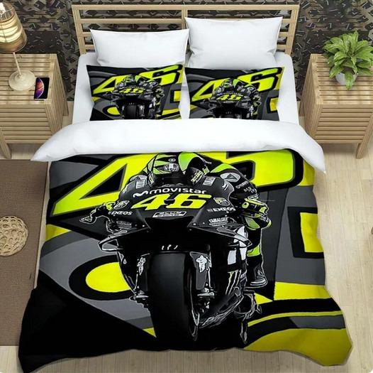 Motorcycle Fleet VR-46 Pattern Quilt Cover With Pillowcases Microfiber 3D Digital Printed Bedding Set Twin Full Queen King