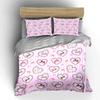 Cute Heart And Cat Pattern Background Duvet Cover Set With 3D Printing Design Soft Polyester Bedding Set All-Season Comfort